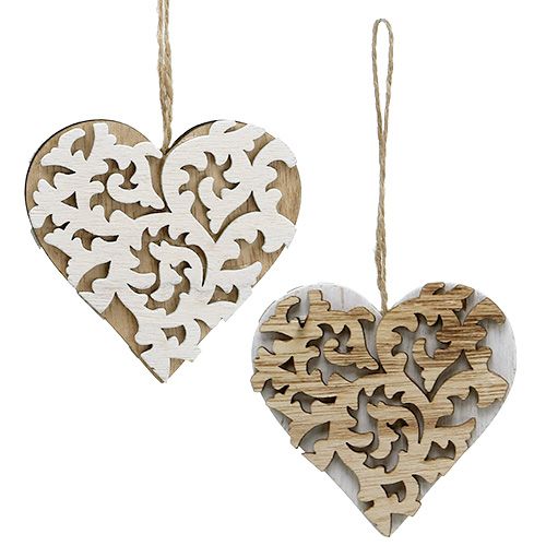Floristik24 Wooden hearts 8cm natural, white 10pcs
