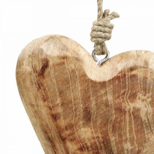 Product Wooden heart hearts made of wood deco pendant mango wood H14cm 3pcs