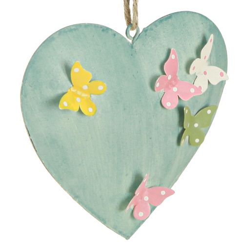 Product Decorative heart pendants with butterflies for spring decoration, 10.5cm, 3 pieces