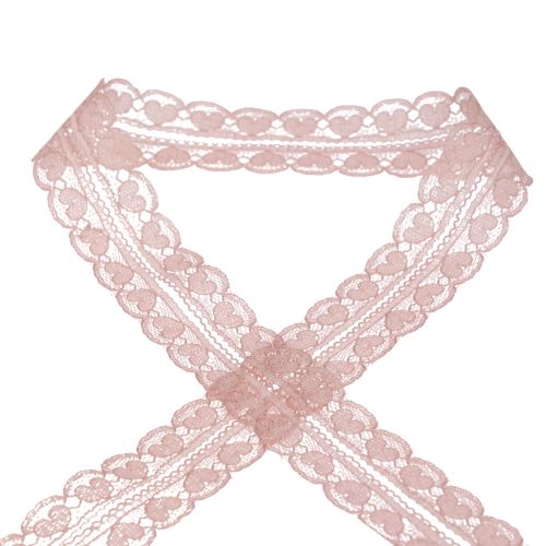 Product Lace ribbon hearts decorative ribbon lace old pink 25mm 15m