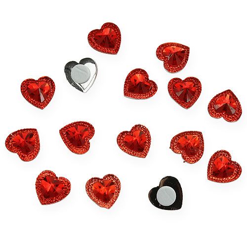 Floristik24 Hearts to stick on diamond red 2cm 48 pcs