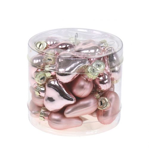 Product Tree decoration heart pink made of glass 3 cm 20 pcs