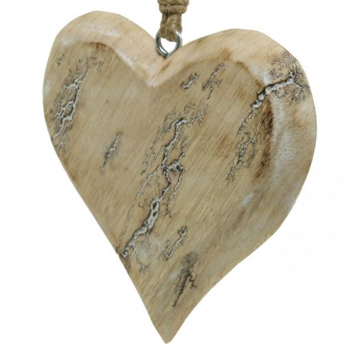 Floristik24 Wedding decoration, heart pendant, Valentine's Day, wooden decoration with pattern nature, washed white 14×15.5cm 3pcs