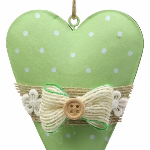 Product Heart hanger metal lime green, white assorted H11cm 4pcs