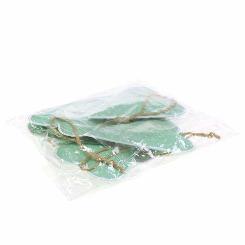 Floristik24 Heart hanger metal green, white dotted H11cm 6pcs