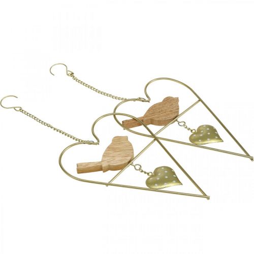 Product Decorative hearts for hanging metal with bird wood 12×18cm 2 pcs