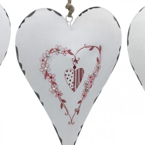 Product Decorative hearts for hanging metal white metal heart 12×16cm 3pcs