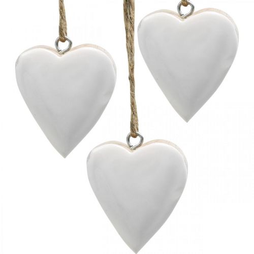 Floristik24 Wooden hearts, decoration for hanging, Valentine's Day natural, white H5.5cm 18 pcs