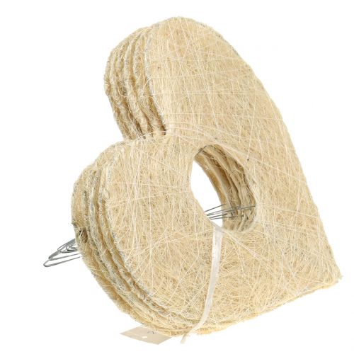 Floristik24 Heart cuff sisal bleached 25cm 6pcs