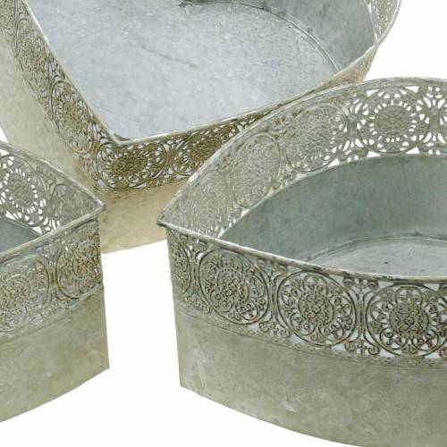 Floristik24 Heart planter metal planter Vintage set of 3