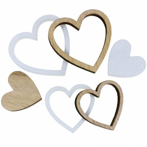 Product Sprinkle decoration heart natural / white 24pcs