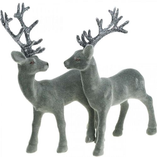 Floristik24 Decorative Deer Decorative Figure Decorative Reindeer Anthracite H20cm 2 Pcs