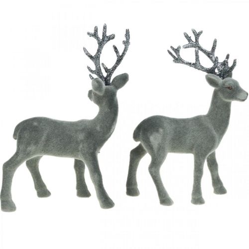 Floristik24 Decorative Deer Decorative Figure Decorative Reindeer Anthracite H20cm 2 Pcs