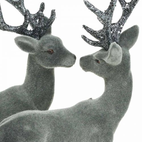 Floristik24 Decorative Deer Decorative Figure Decorative Reindeer Anthracite H20cm 2 Pcs