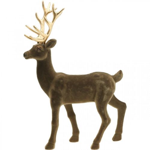 Floristik24 Decorative deer decorative figure decorative reindeer flocked brown H46cm