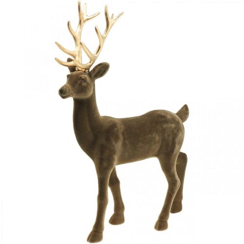 Decorative deer decorative figure decorative reindeer flocked brown H46cm