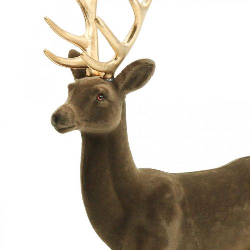 Floristik24 Decorative deer decorative figure decorative reindeer flocked brown H46cm