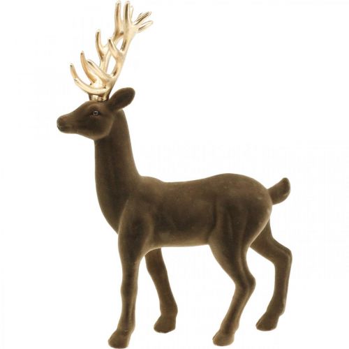 Floristik24 Deco deer decoration figure deco reindeer flocked brown H37cm