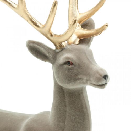 Product Decorative deer decorative figure decorative reindeer flocked gray H46cm