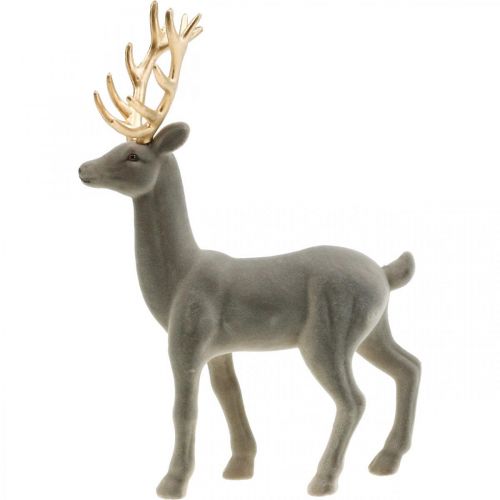 Product Decorative deer decorative figure decorative reindeer flocked gray H37cm