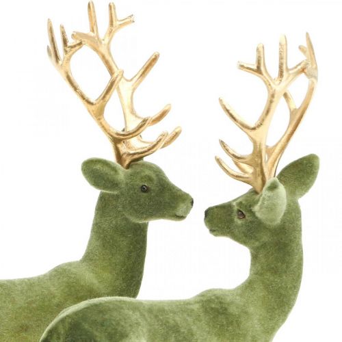 Floristik24 Decorative Deer Decorative Figure Decorative Reindeer Green H20cm 2 Pcs