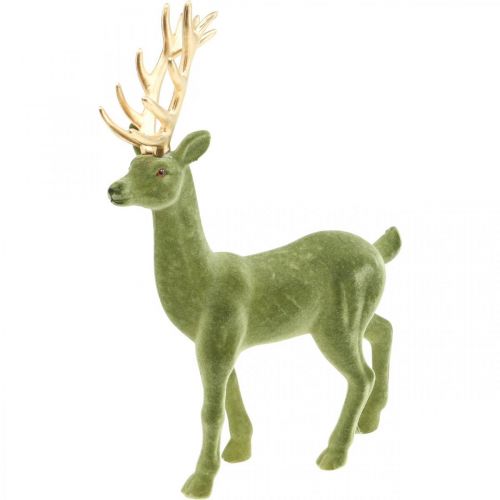 Product Decorative deer decorative figure decorative reindeer flocked green H37cm