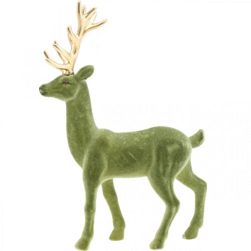 Product Decorative deer decorative figure decorative reindeer flocked green H37cm