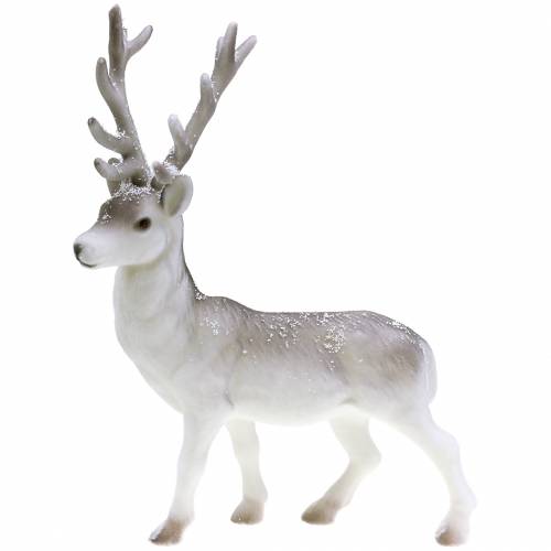 Deco deer flocked/snowed 39cm