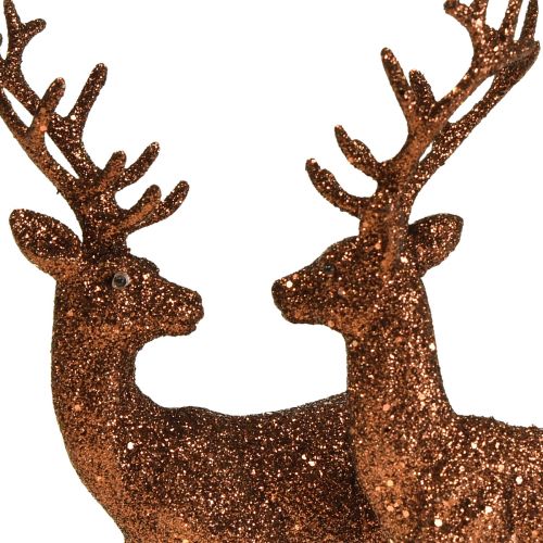 Floristik24 Deer deco reindeer copper glitter calf deco figure H20.5cm set of 2