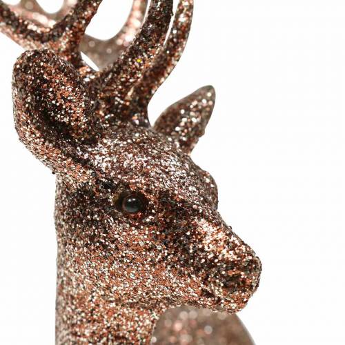 Floristik24 Decorative deer glitter copper 14cm 4pcs