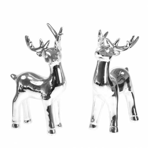 Floristik24 Dekofigur deer silver H17cm 2pcs
