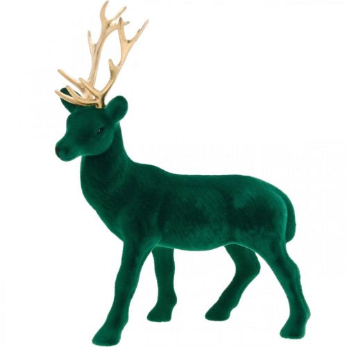 Product Deer standing deco figure green gold table decoration advent 27cm