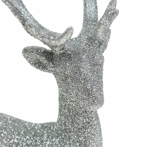 Product Deco figure deer silver glitter 25cm x 12cm