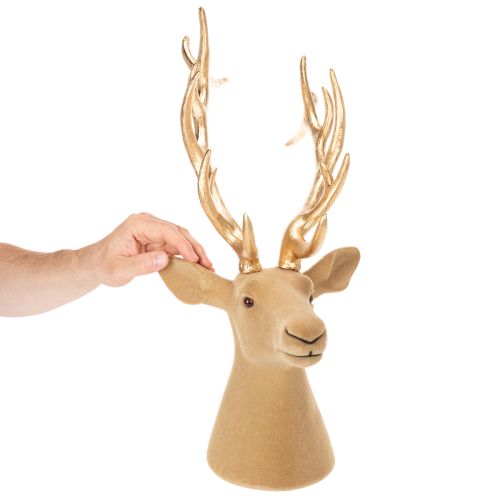 Decorative stag head sculpture with large antlers, 52cm | Floristik24.ie