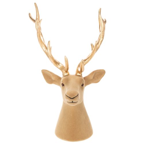 Decorative stag head sculpture with large antlers, 52cm | Floristik24.ie