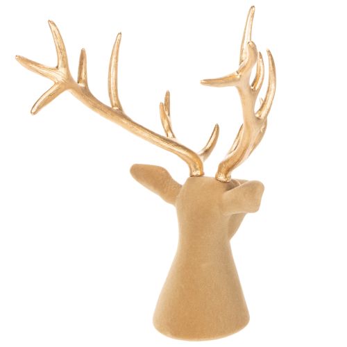 Decorative stag head sculpture with large antlers, 52cm | Floristik24.ie