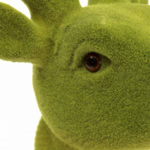 Floristik24 Decorative deer head flocked moss green 30cm x 23cm