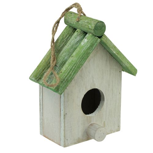 Floristik24 Hanging decoration birdhouse wood green white 14.5×7.5×17.5cm