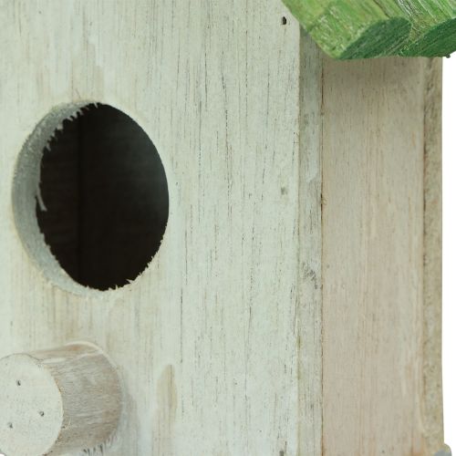 Product Hanging decoration birdhouse wood green white 14.5×7.5×17.5cm