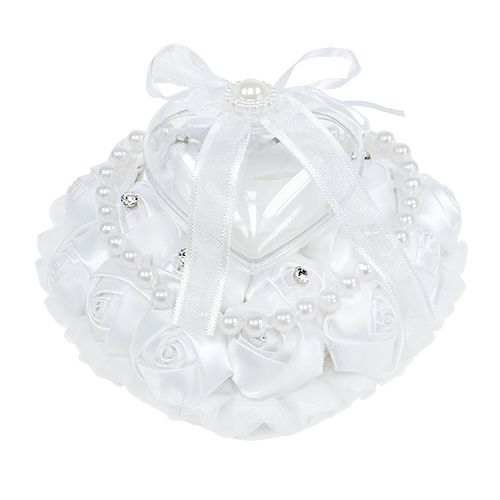 Floristik24 Wedding Ring Pillow with Ring Holder White 17cm x15cm