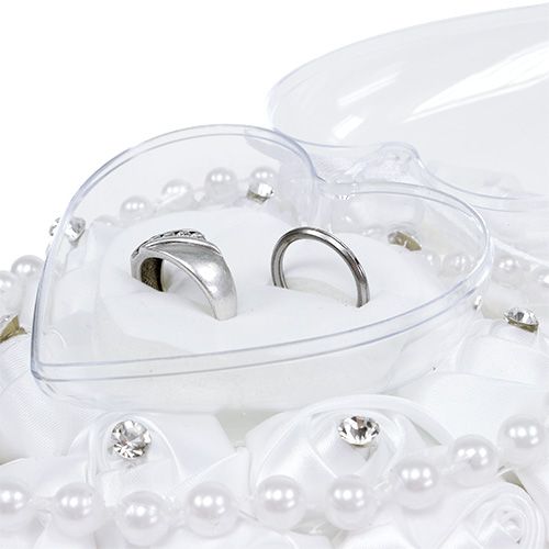 Floristik24 Wedding Ring Pillow with Ring Holder White 17cm x15cm