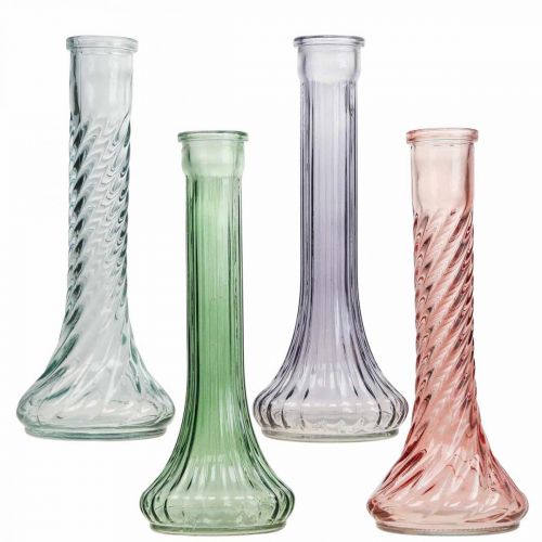 Floristik24 Tall glass vase flower vases vintage colored Ø10cm H23cm 4pcs