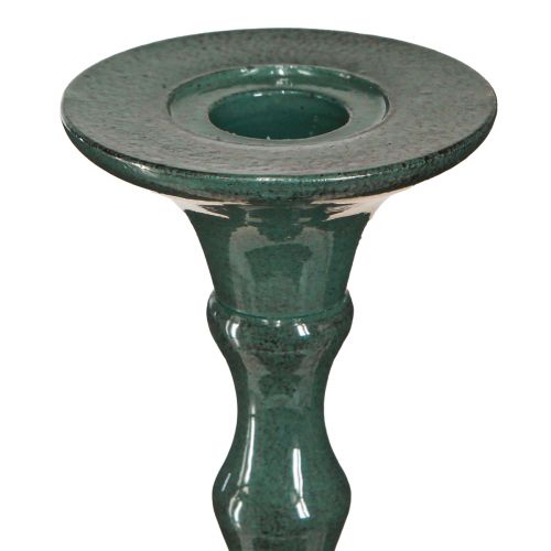 Product High Candle Holder Metal Ceramic Look Green H49cm