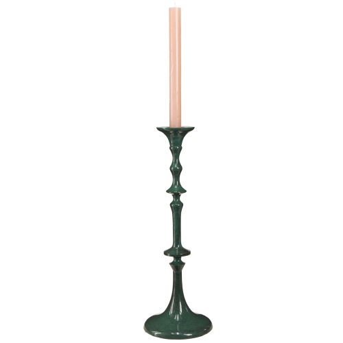 Product High Candlestick Metal Green Ceramic Look H38cm