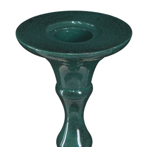 Product High Candlestick Metal Green Ceramic Look H38cm
