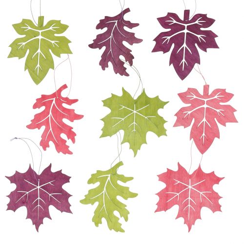 Floristik24 Wood leaves mix for hanging assorted colors 15cm 9pcs