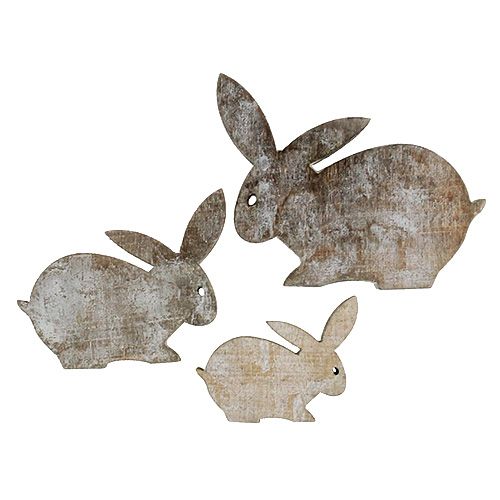 Floristik24 Wooden bunnies natural white 2.5-4cm 22pcs
