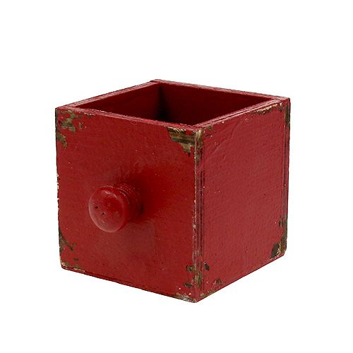 Floristik24 Wooden box, red drawer 9x9x9cm 1p