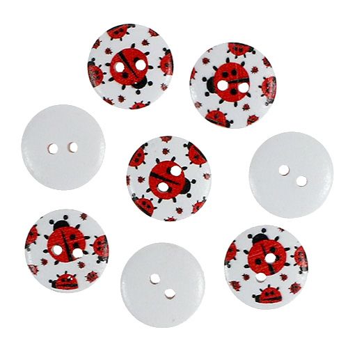 Product Wooden buttons with ladybug motif Ø1.8cm 270p