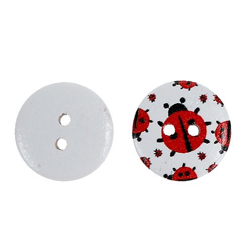 Product Wooden buttons with ladybug motif Ø1.8cm 270p